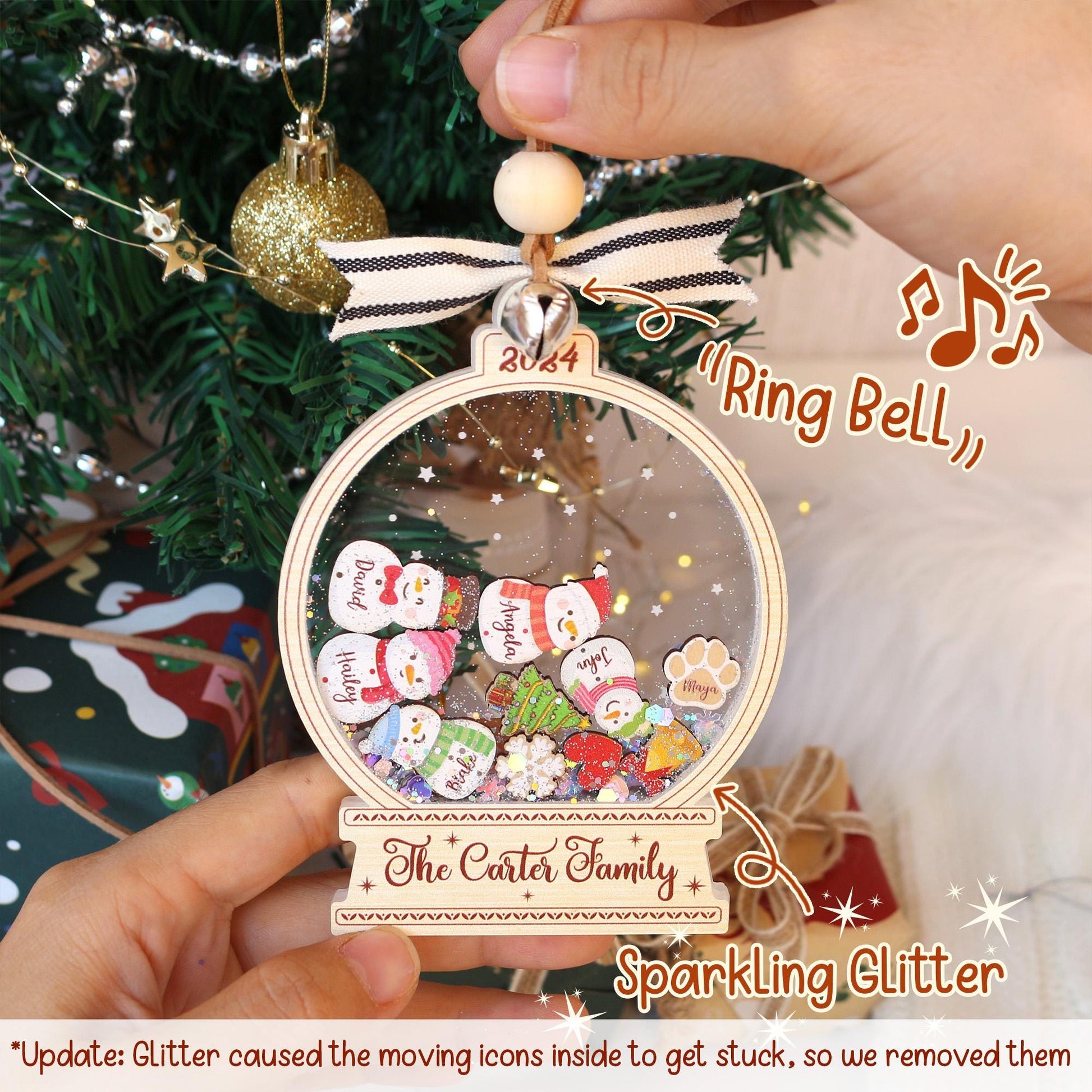 Personalized Snowman Family Christmas Ornament: Custom Acrylic Decor