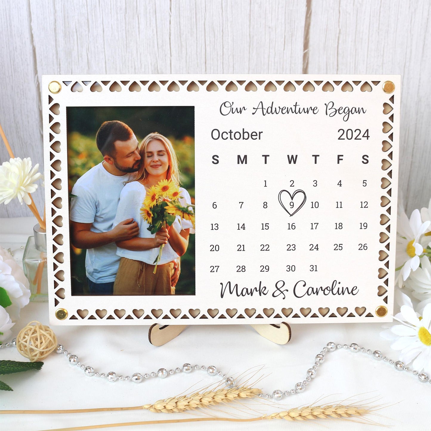 Wooden Picture Frame Personalized Photo Frame Unique Gift for Anniversary, Wedding Decor, Valentines Day
