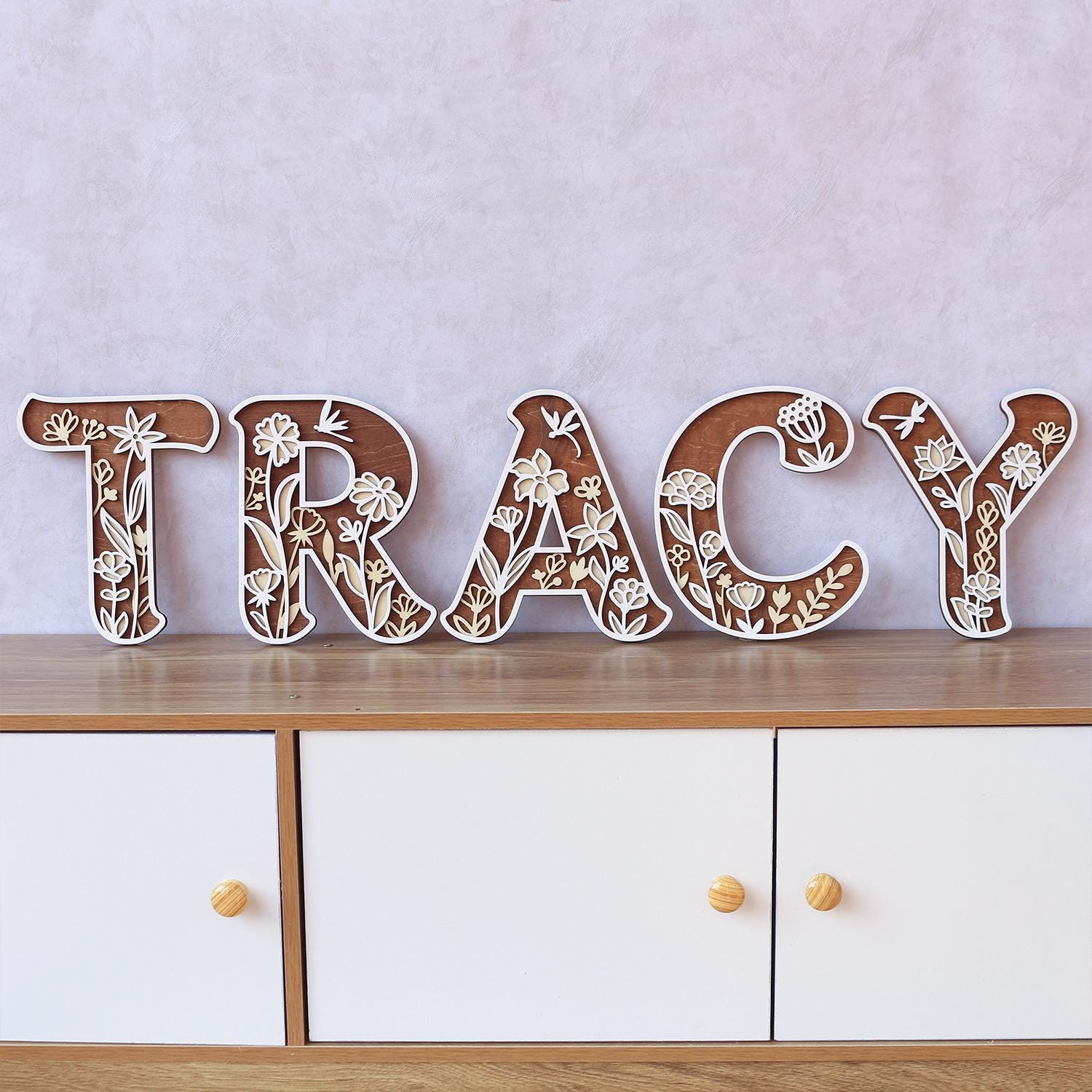 Wildflower Nursery Name Sign: 3D Wooden Floral Letters