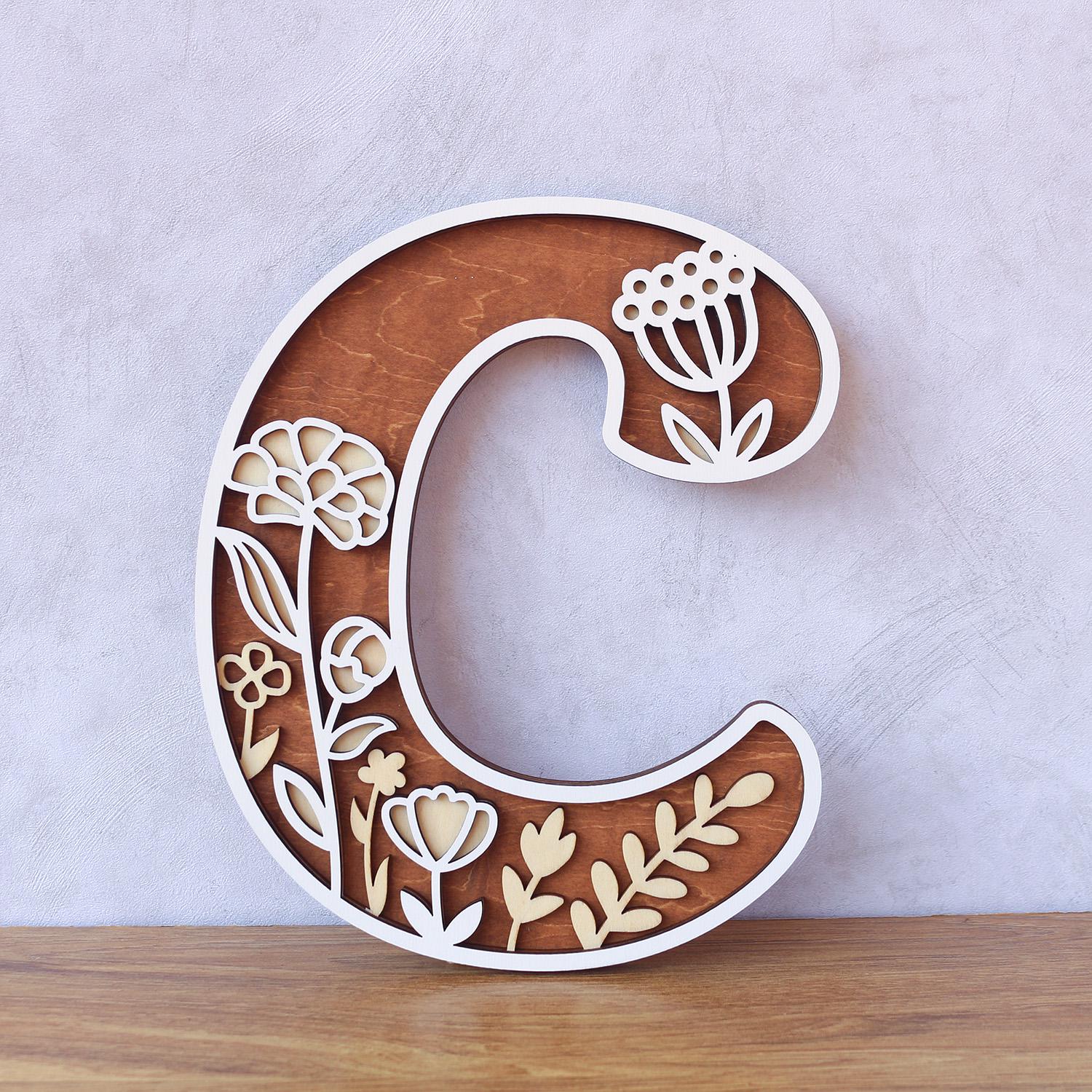 Wildflower Nursery Name Sign: 3D Wooden Floral Letters