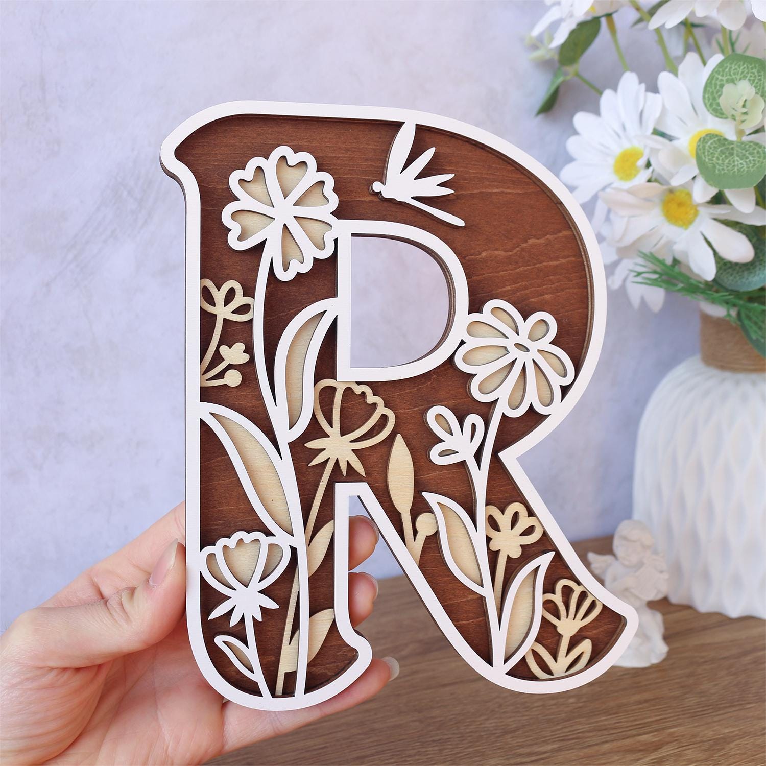 Wildflower Nursery Name Sign: 3D Wooden Floral Letters