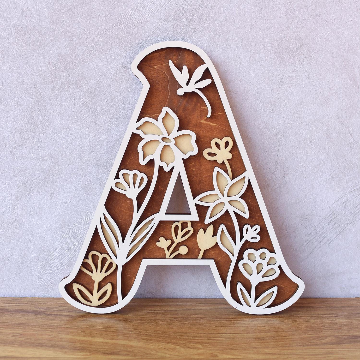 Wildflower Nursery Name Sign: 3D Wooden Floral Letters