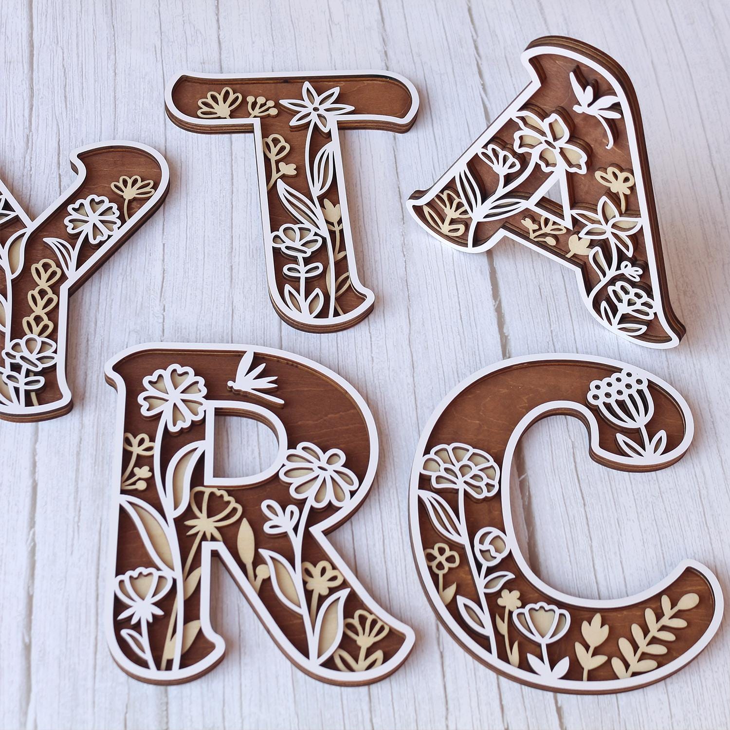 Wildflower Nursery Name Sign: 3D Wooden Floral Letters