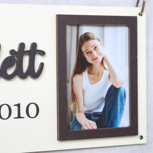 Grandchildren Sign with Photo Frame, Wooden Family Name Plaque, Grandkids Sign, Gift For Grandparent, Gift For Mom, Grandparents Plaque