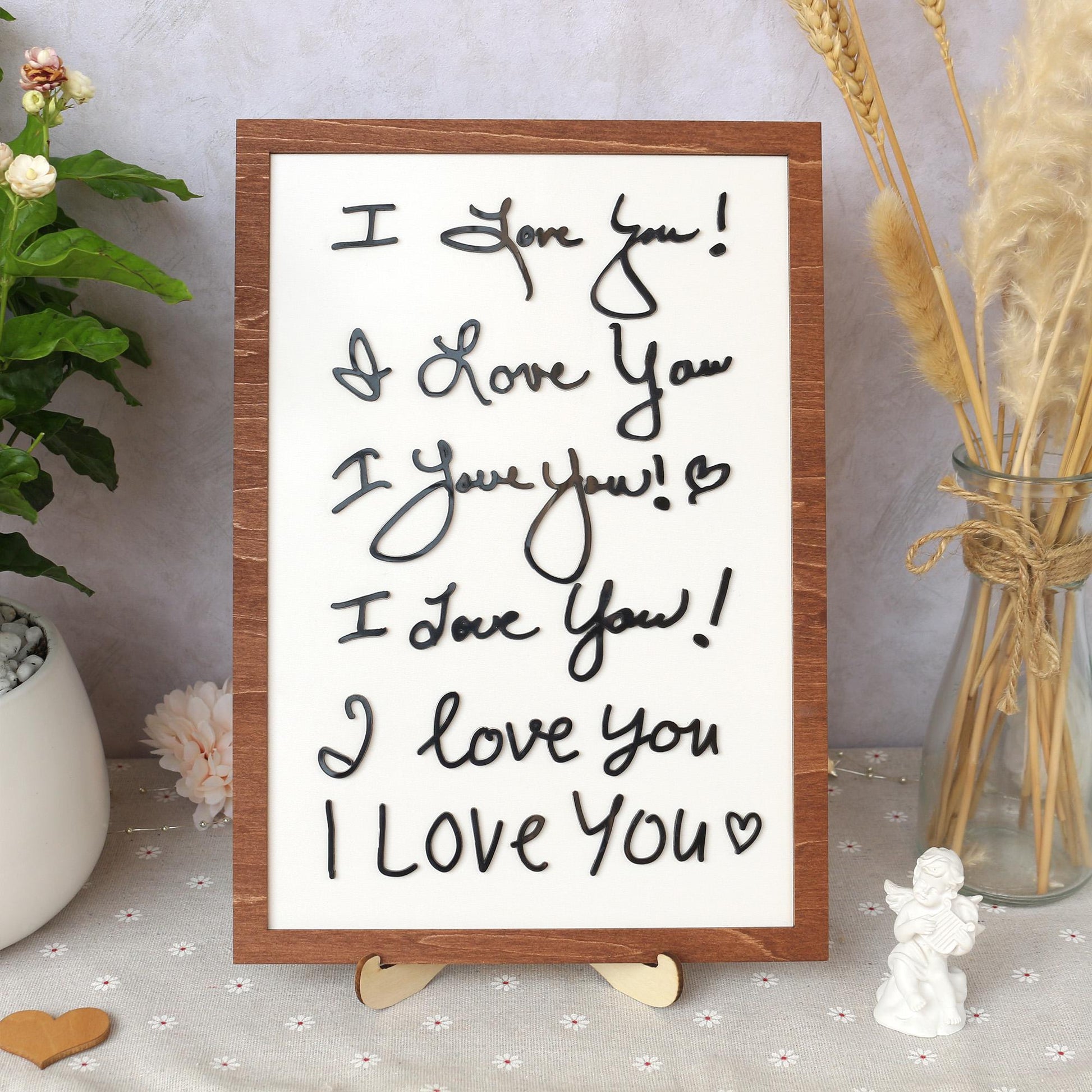 Personalized Handwriting Sign: 3D Wood & Acrylic 'I Love You' Gift