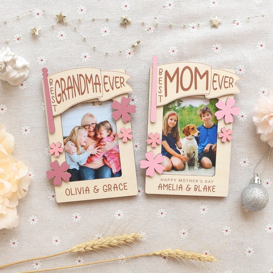 Mothers Day Photo Magnet, Mother's Day Gift, Photo Frame, Gift for Mom, Gift for Grandma, Mother’s Day Picture Frame, Kids Photo for Fridge