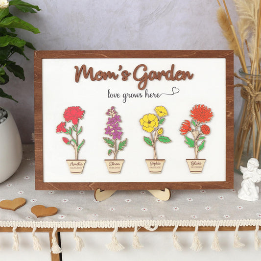 Custom Birth Flower Garden Frame - Personalized Family Sign - Wood Farmhouse Decor - Mothers Day Gift - Gift for Mom - Wooden Flower Sign