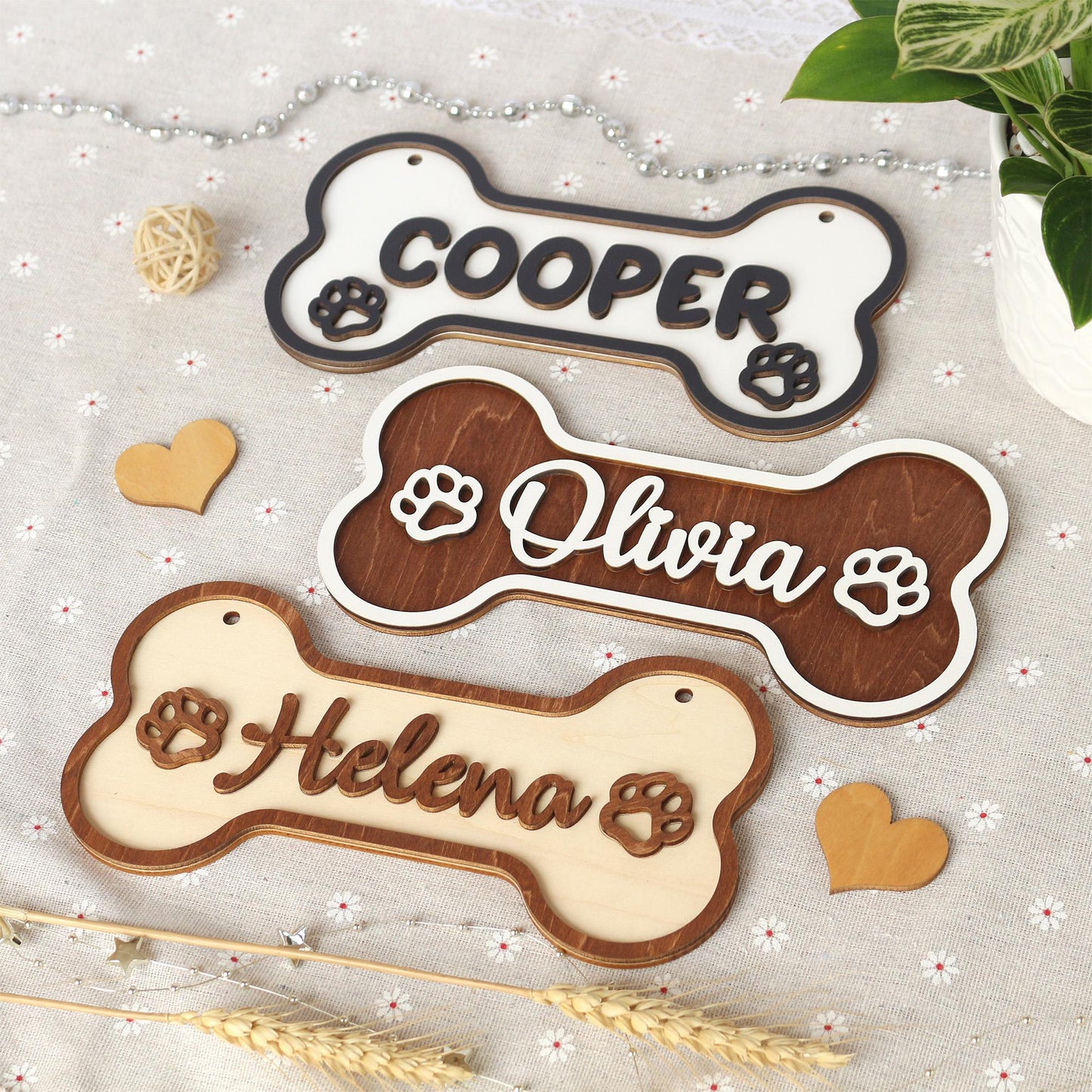 Wooden Dog Name Sign – Personalized Pet Name Plaque for Pet House, Room, Crate, Kennel, or Feeding Area – Dog Sign – Dog House Sign