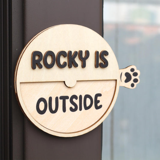 Custom Cat Name - Personalized Inside/Outside Door Magnet - Wood Pet Reminders Sign - Cat Lover Gift - Engraved Pet Accessories
