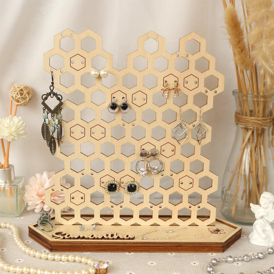 Personalized Wooden Earring Holder: Jewelry Organizer Display Stand