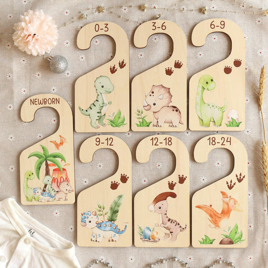 Dinosaur Baby Clothes Dividers: Wooden Nursery Closet Organizer