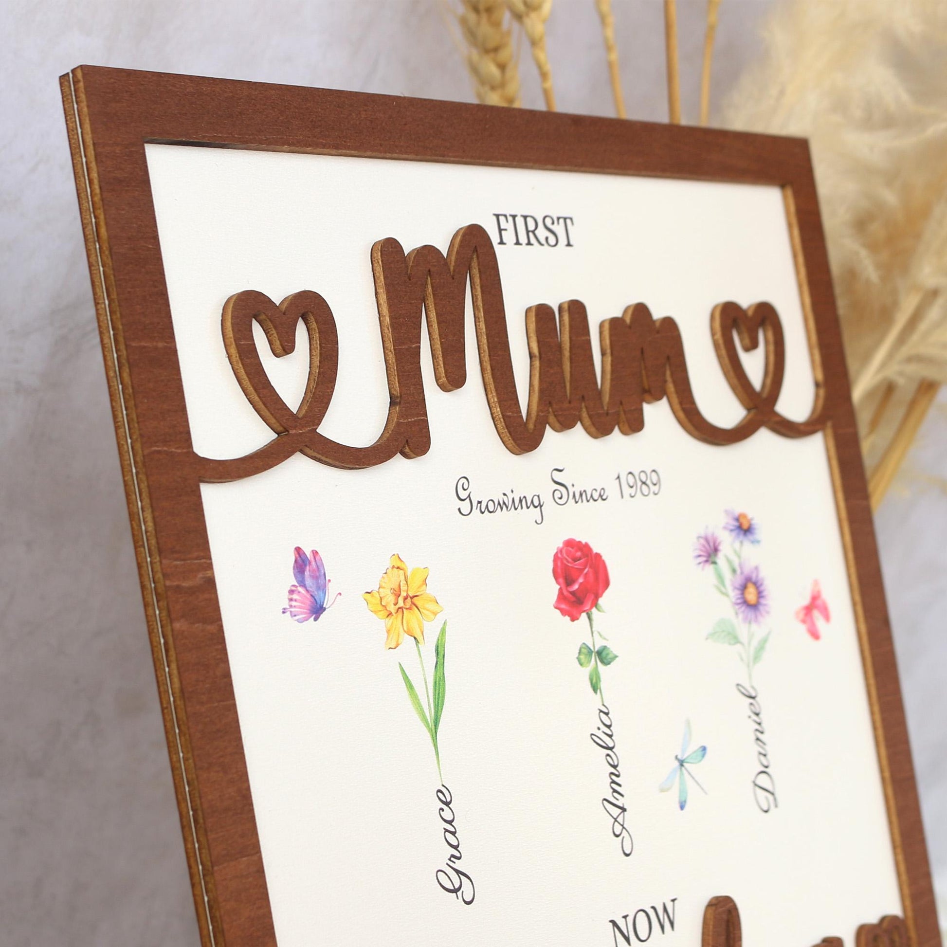 Personalized Birth Month Flower Sign: Custom Grandma's Garden Wooden Gift