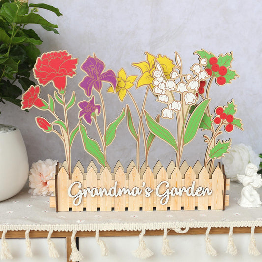 Wooden Birth Flower Garden, Flower Decor, Wooden Birth Flowers, Mothers Day Gift, Family Birth Flowers, Nana's Garden, Custom Wood Sign