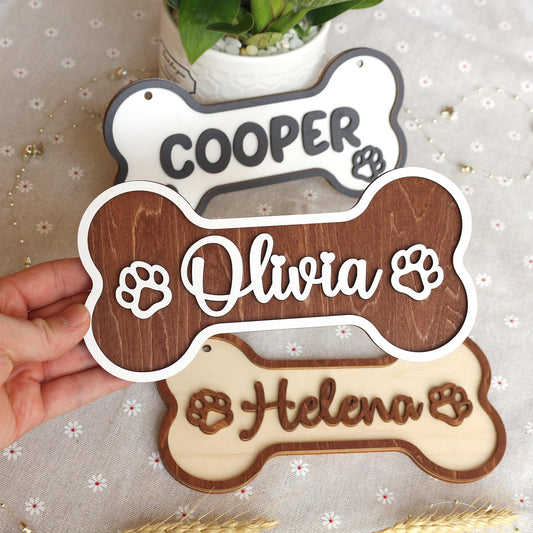 Wooden Dog Name Sign – Personalized Pet Name Plaque for Pet House, Room, Crate, Kennel, or Feeding Area – Dog Sign – Dog House Sign