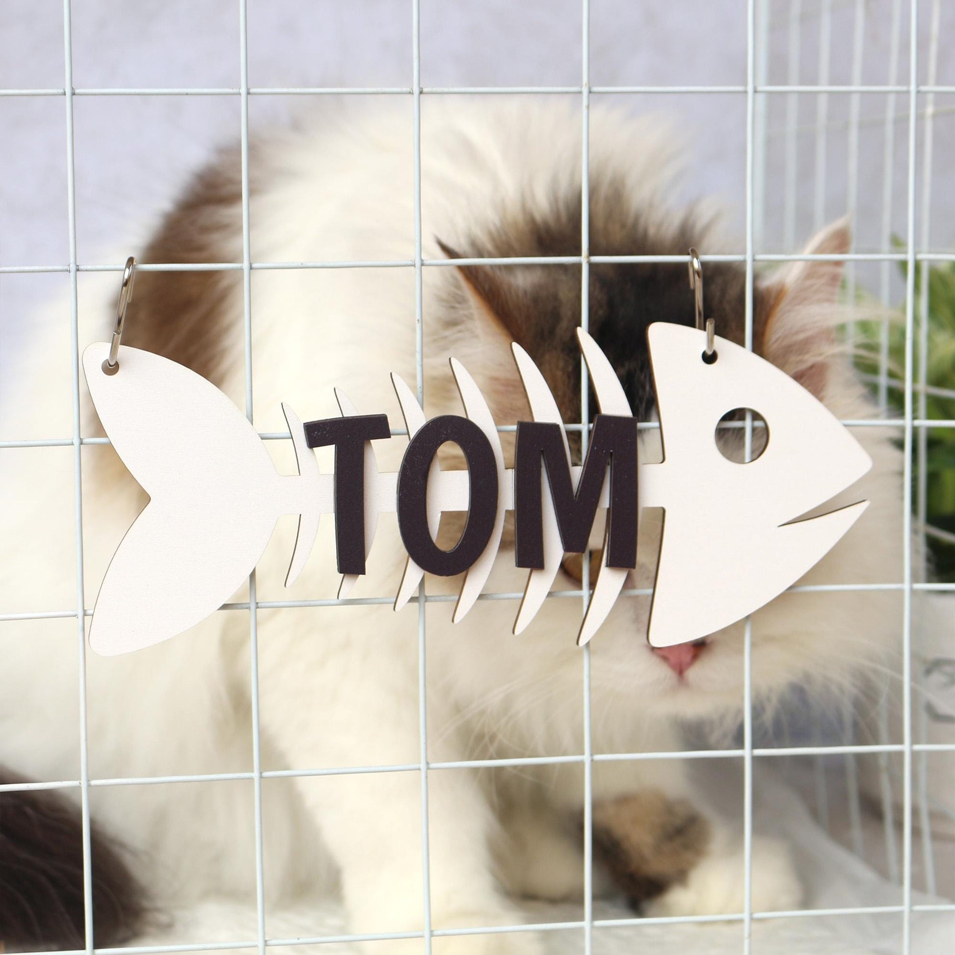Wooden Cat Name Tag – Personalized Pet Name Sign for Pet House, Room, Crate, Kennel, or Feeding Area – Dog Plaque – Cat House Sign