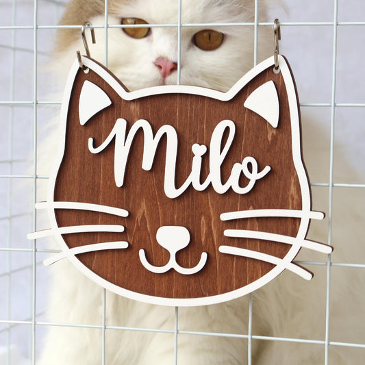 Personalized Cat Name Sign: Wooden Pet House Plaque