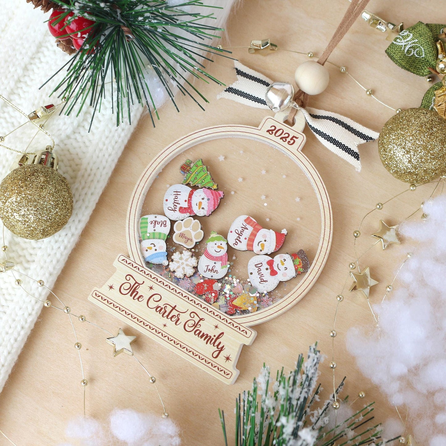 Personalized Snowman Family Christmas Ornament: Custom Acrylic Decor