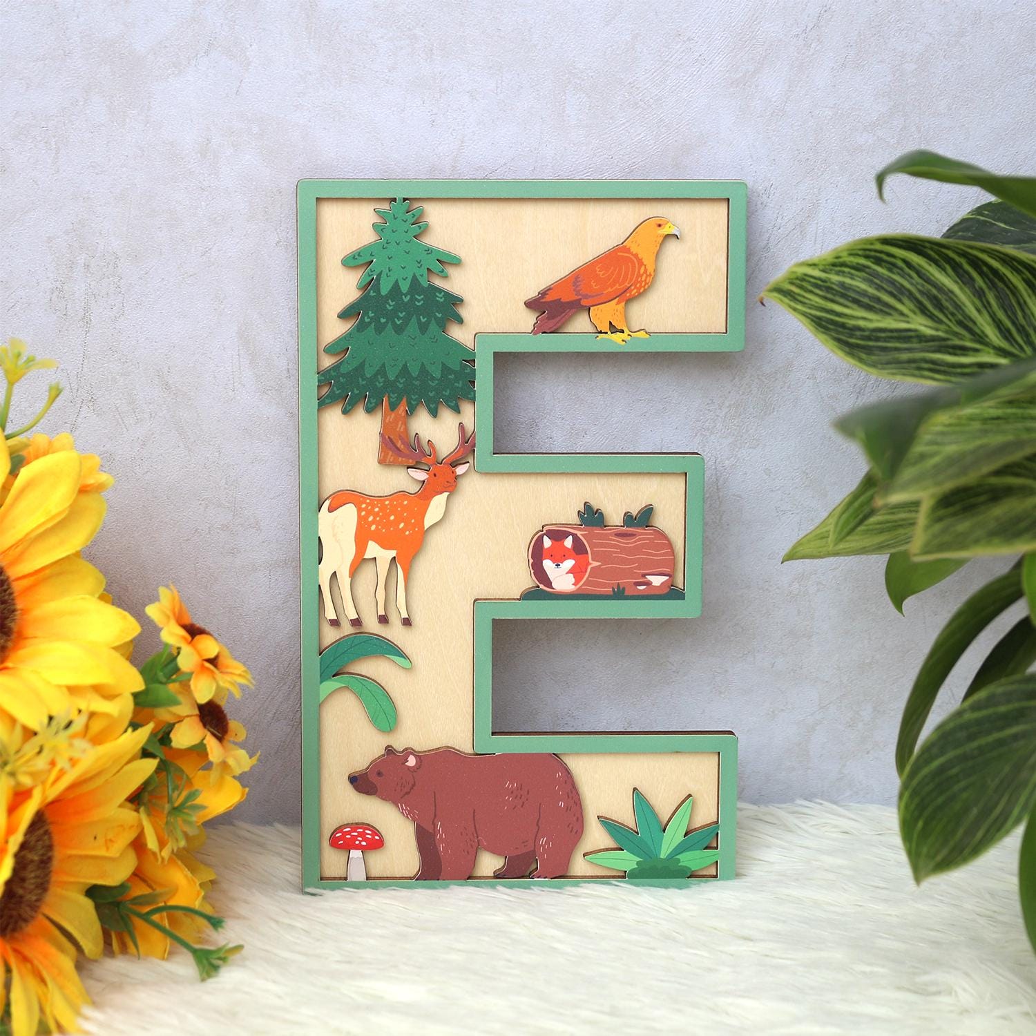 Personalized Woodland Name Sign: 3D Wooden Nursery Decor