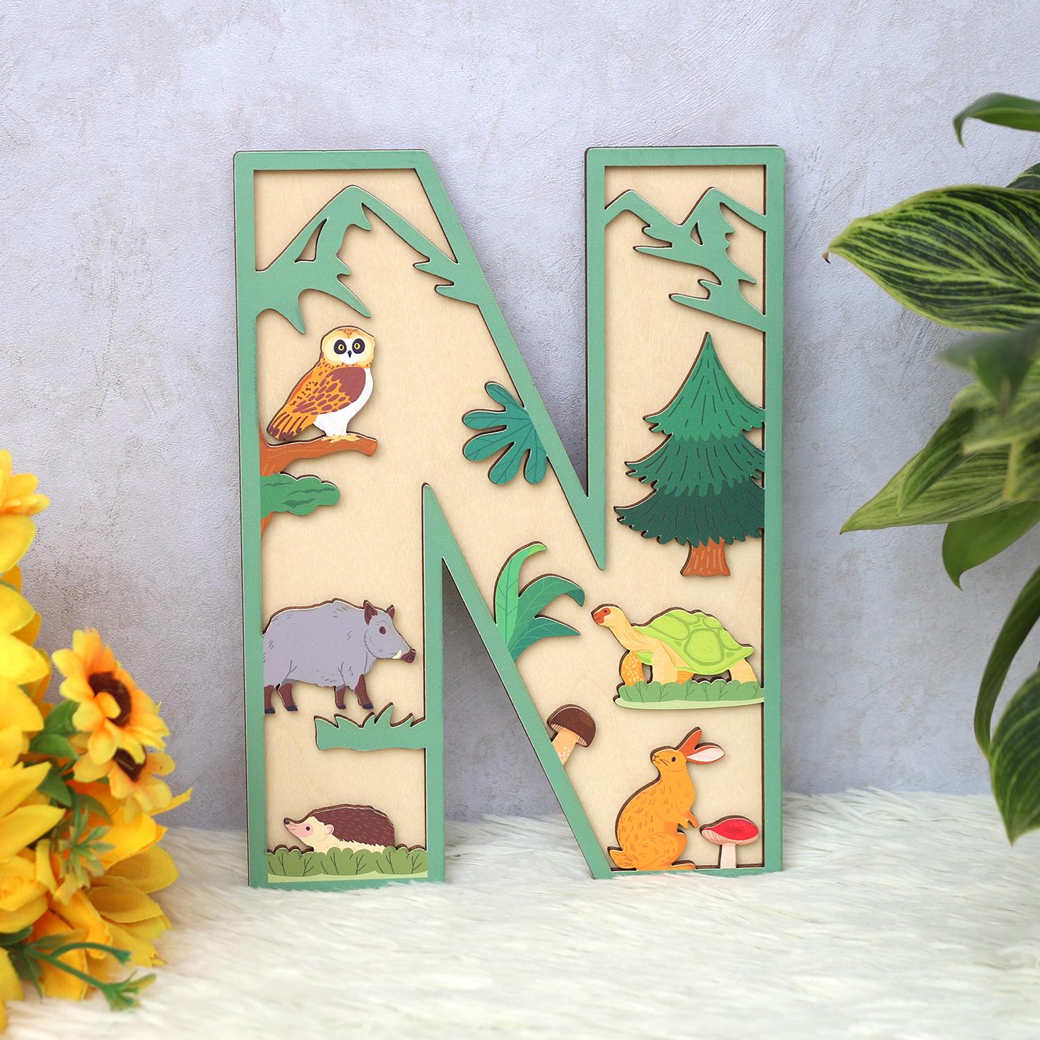 Personalized Woodland Name Sign: 3D Wooden Nursery Decor