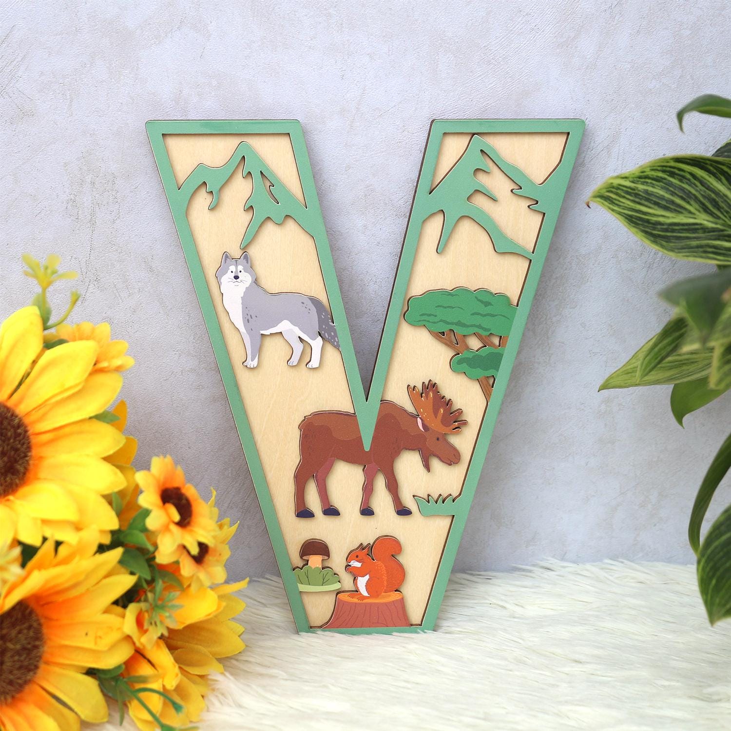Personalized Woodland Name Sign: 3D Wooden Nursery Decor