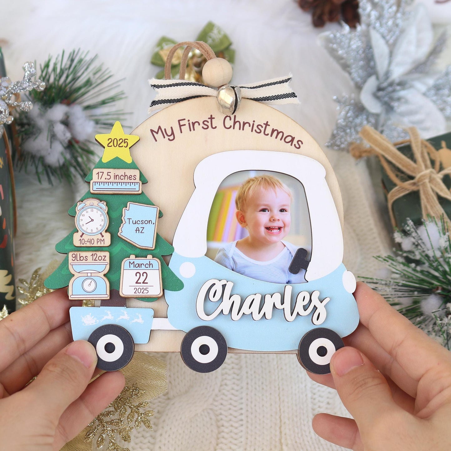 Personalized Baby's First Christmas Photo Ornament: Custom Acrylic Keepsake