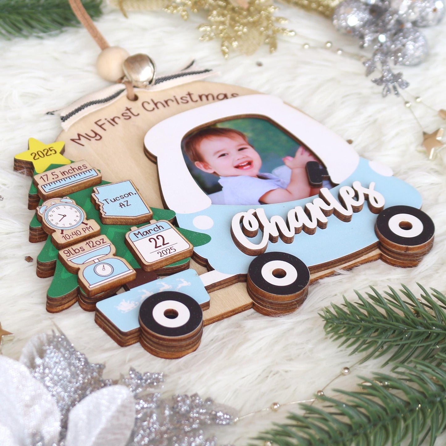 Personalized Baby's First Christmas Photo Ornament: Custom Acrylic Keepsake