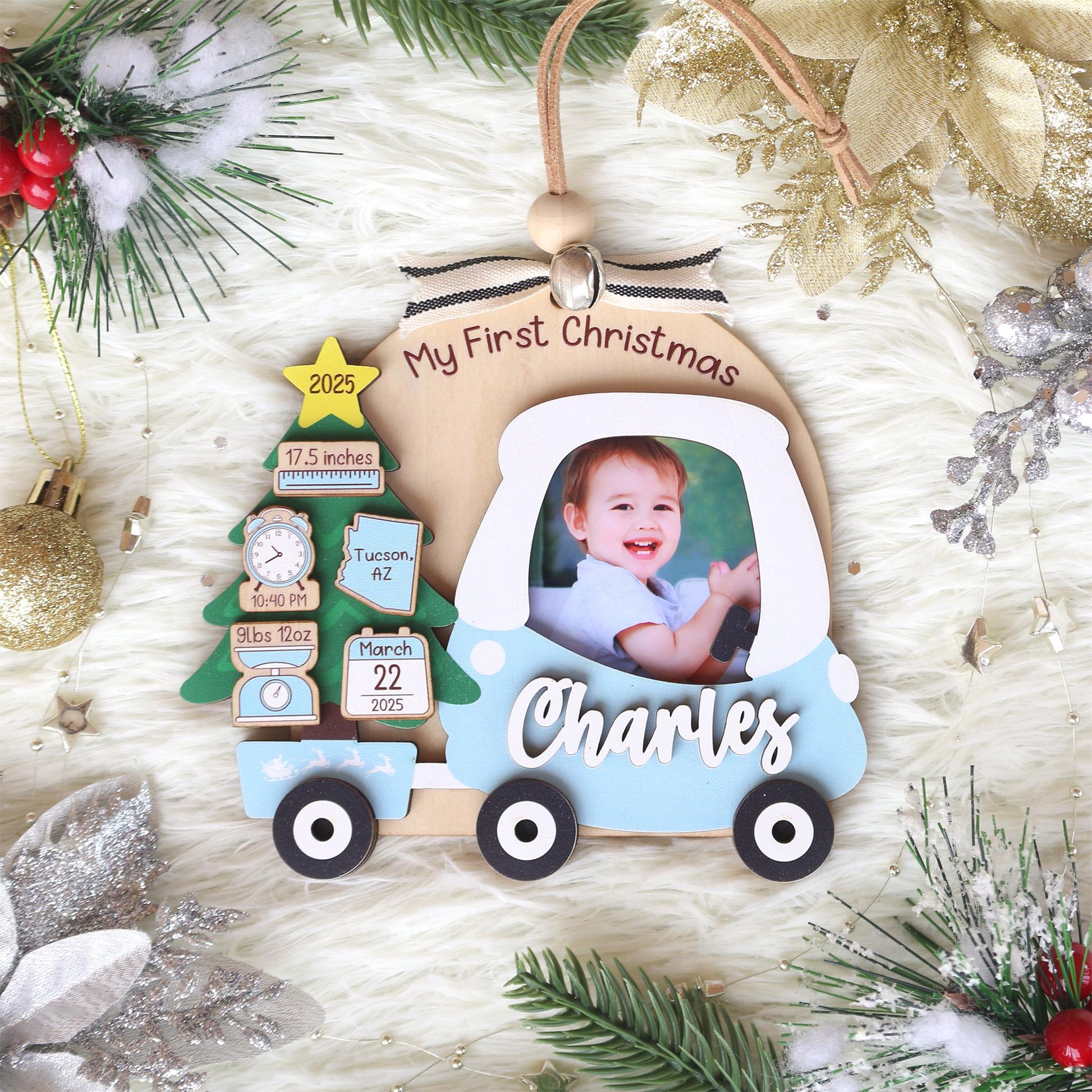 Personalized Baby's First Christmas Photo Ornament: Custom Acrylic Keepsake