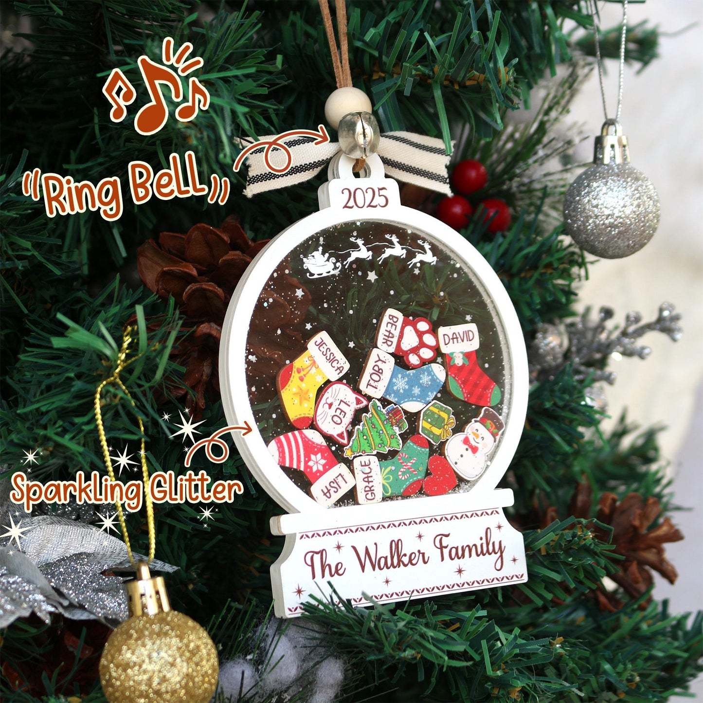 Personalized Family Shaker Ornament 2025: Custom Christmas Keepsake with Names & Pets