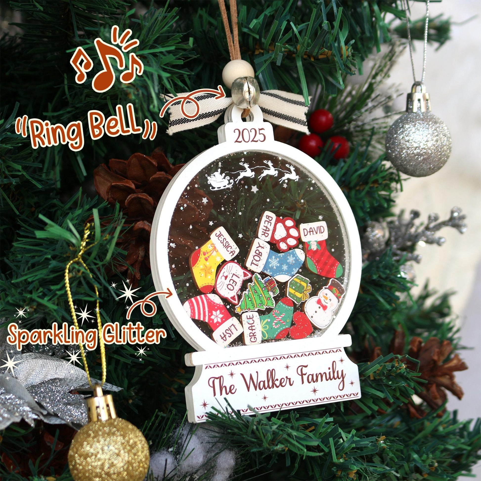 Personalized Family Shaker Ornament 2025: Custom Christmas Keepsake with Names & Pets