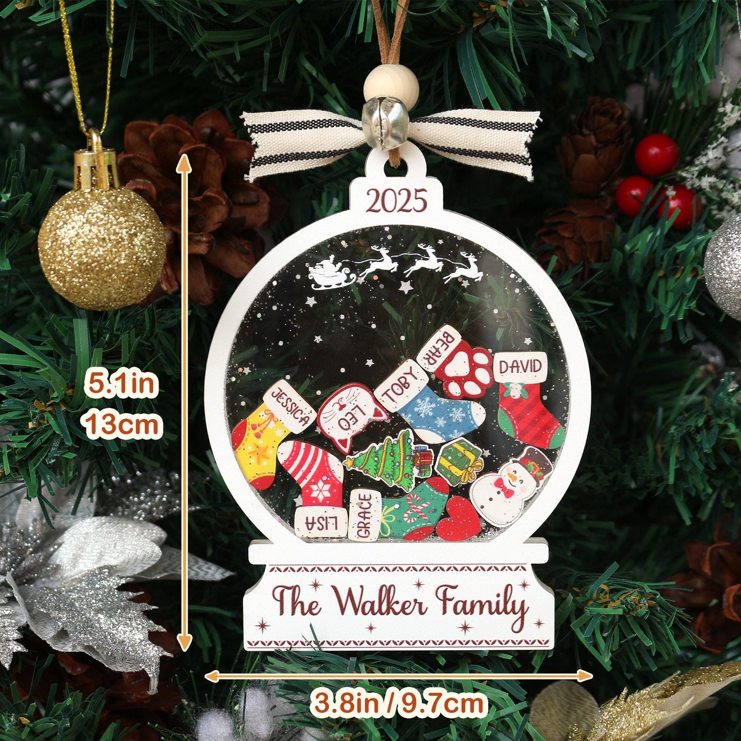 Personalized Family Shaker Ornament 2025: Custom Christmas Keepsake with Names & Pets