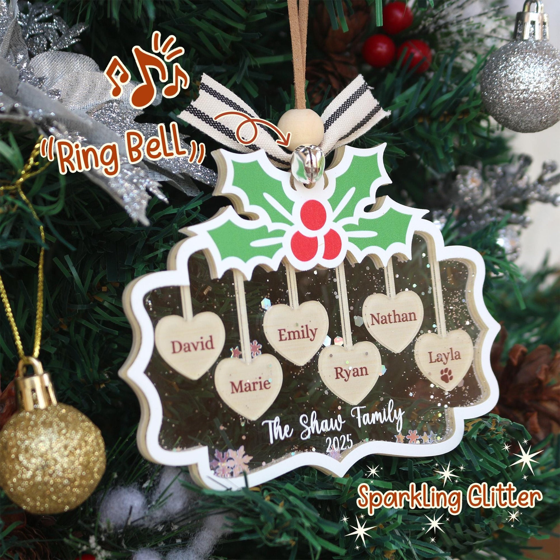 Personalized Family Ornament 2025: Custom Christmas Ornament 2025, Christmas Keepsake with Names & Pets