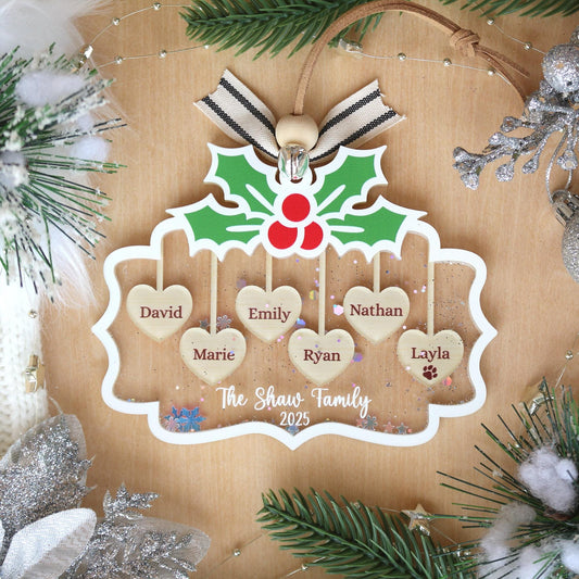 Personalized Family Ornament 2025: Custom Christmas Ornament 2025, Christmas Keepsake with Names & Pets