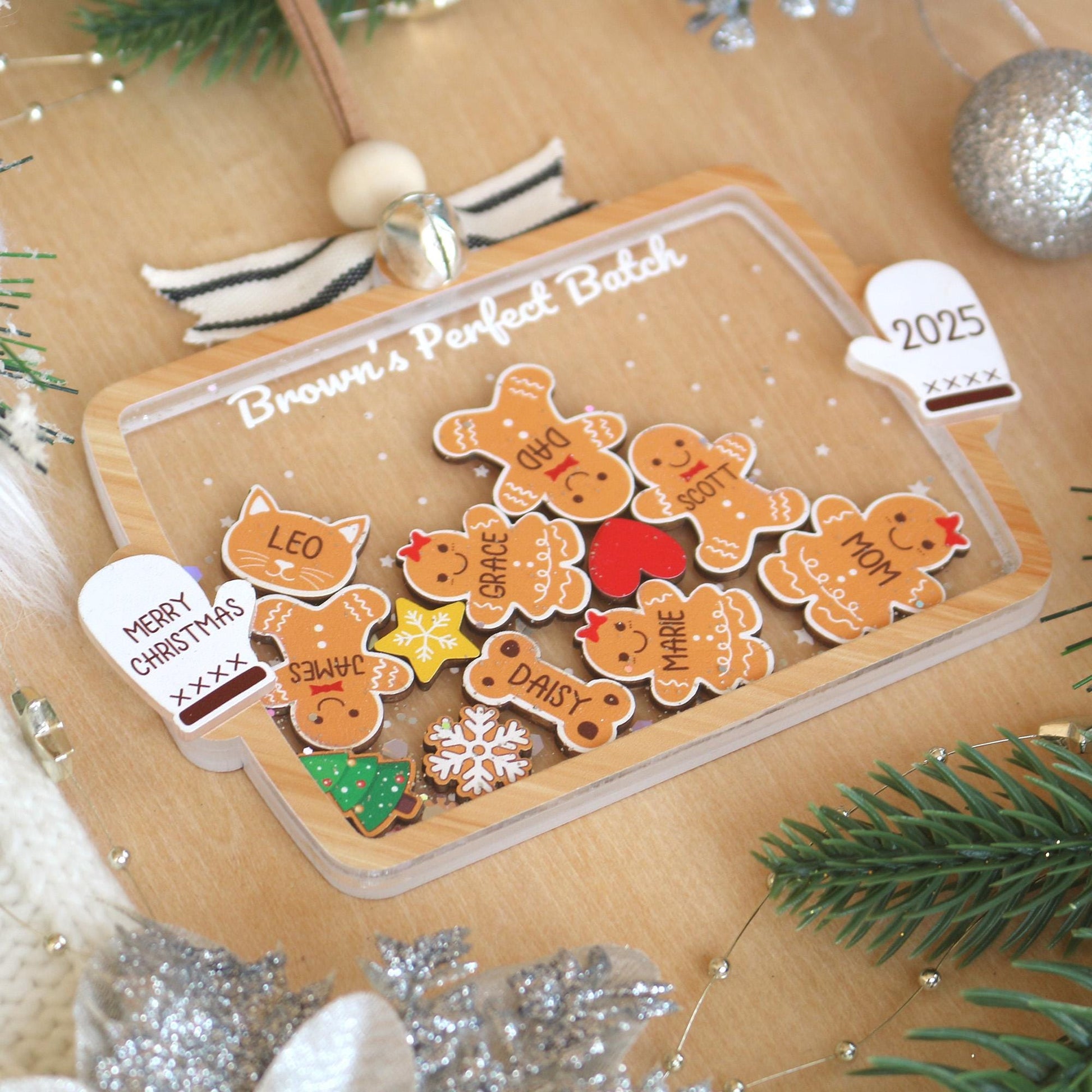 Custom Family Member Shaker Ornament 2025, Gingerbread Family Ornament, 4D Shake Family Ornament, Family Christmas Gifts, Family Keepsake