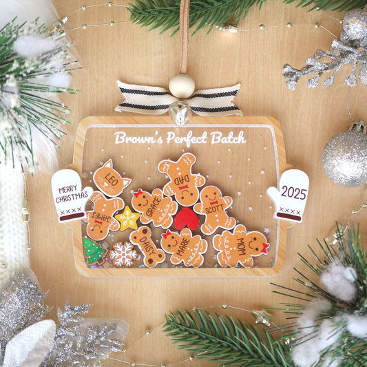 Custom Family Member Shaker Ornament 2025, Gingerbread Family Ornament, 4D Shake Family Ornament, Family Christmas Gifts, Family Keepsake