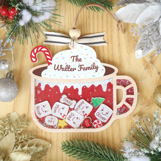 Personalized Marshmallows Family Ornament 2025, 4D Shaker Family Ornament With Pets, Family Christmas Gifts, Family Keepsake